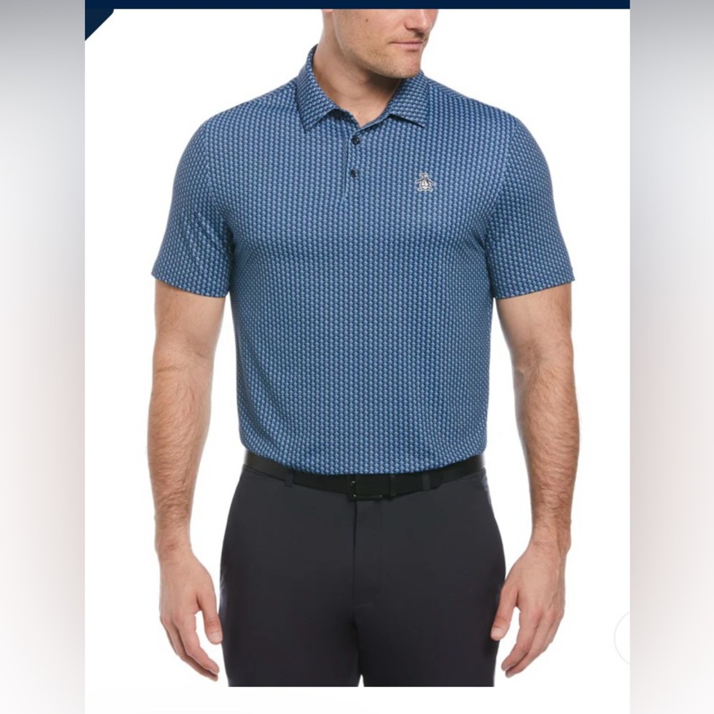 Penguin en original munsingwear Men's Blue Patterned Polo Shirt SIZE L/G